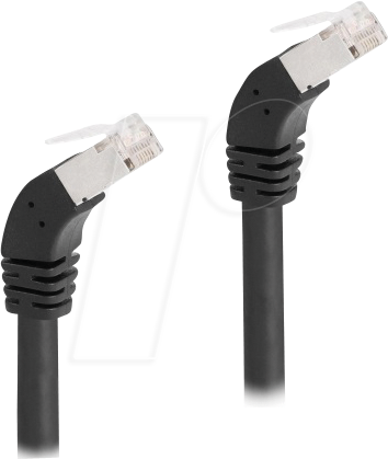 DELOCK 80273 - Cat.6a Patchkabel, S/FTP, 45° unten gewinkelt, 0,25 m, schwarz