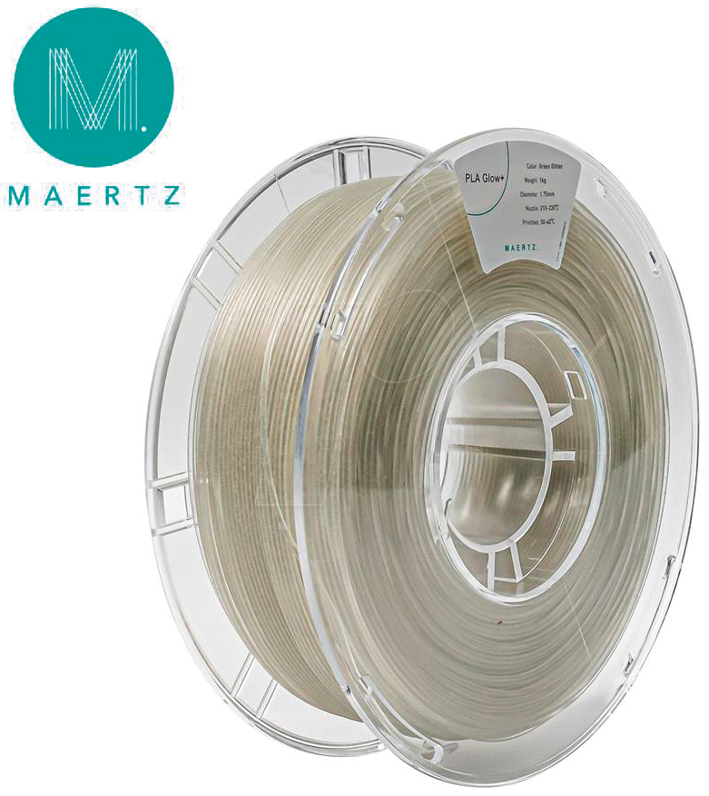 PMMA-1016-002 - Filament, PLA Glow+, Grün, Glitter, 1,75 mm, 1 kg