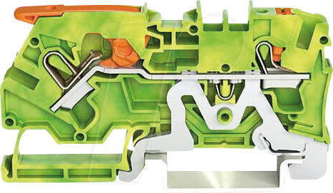 WAGO 2104-5207 - 2-Leiter-Schutzleiterklemme, mit Hebel und Drücker 4,0 mm², grün