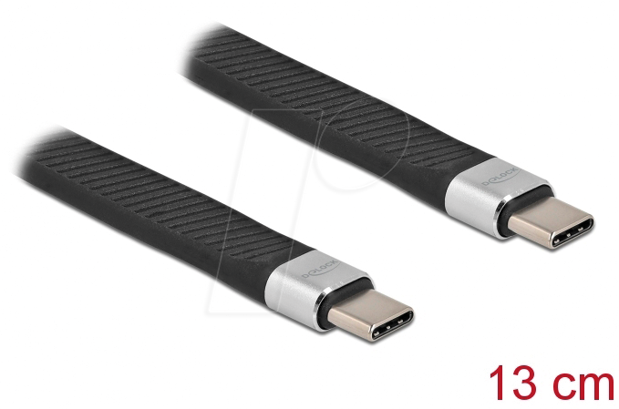 DELOCK 86940 - Sync- & Ladekabel, USB 2.0 C -> USB C, 13 cm, flach