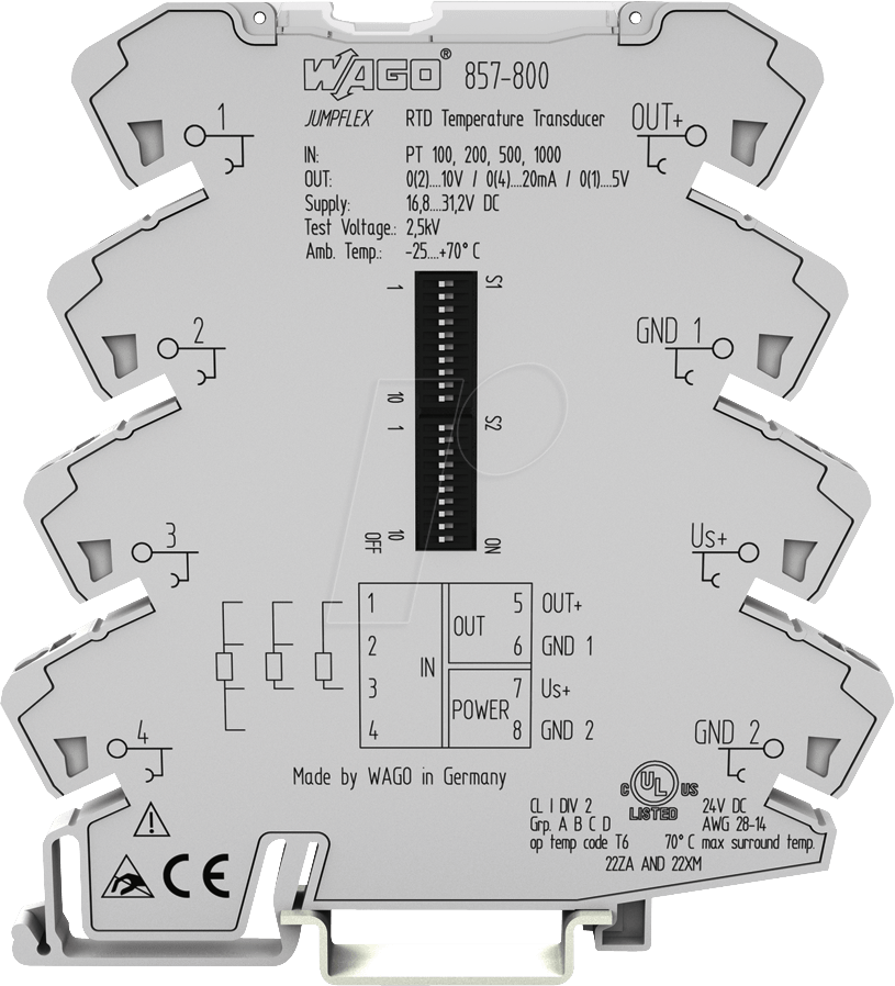 WAGO 857-800 - Temp.Messumformer - Pt100/Pt200/Pt500/Pt1000