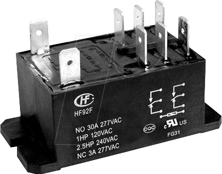 HF92F-240A-2A - Leistungsrelais, 240AC, 2 Schließer, 30A, RT III