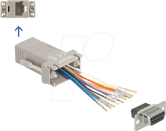 DELOCK 66472 - D-Sub 9 Pin Buchse zu RJ50 Buchse Montagesatz grau