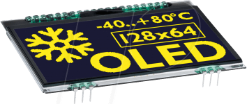 Thumbnail - EA OLEDL128-6LGA - Grafik-OLED, 128x64, 68x51 mm, gelb, ohne Schutzglas
