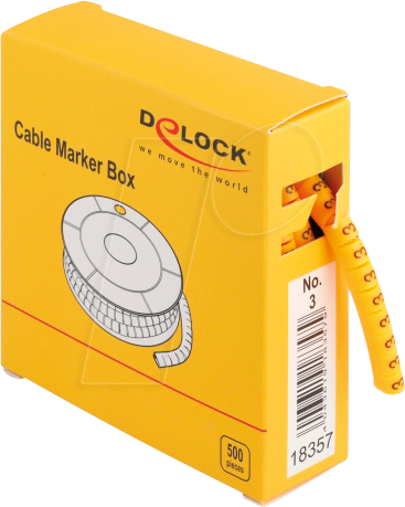 DELOCK 18357 - Kabelmarker Box, Nr: 3, gelb, 500 Stück