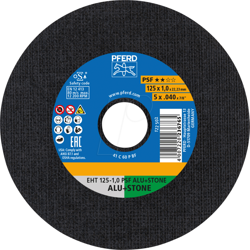 PFERD 61819015 - Trennscheibe EHT 125x1,0x22,23 mm gerade Uni.-Linie PSF