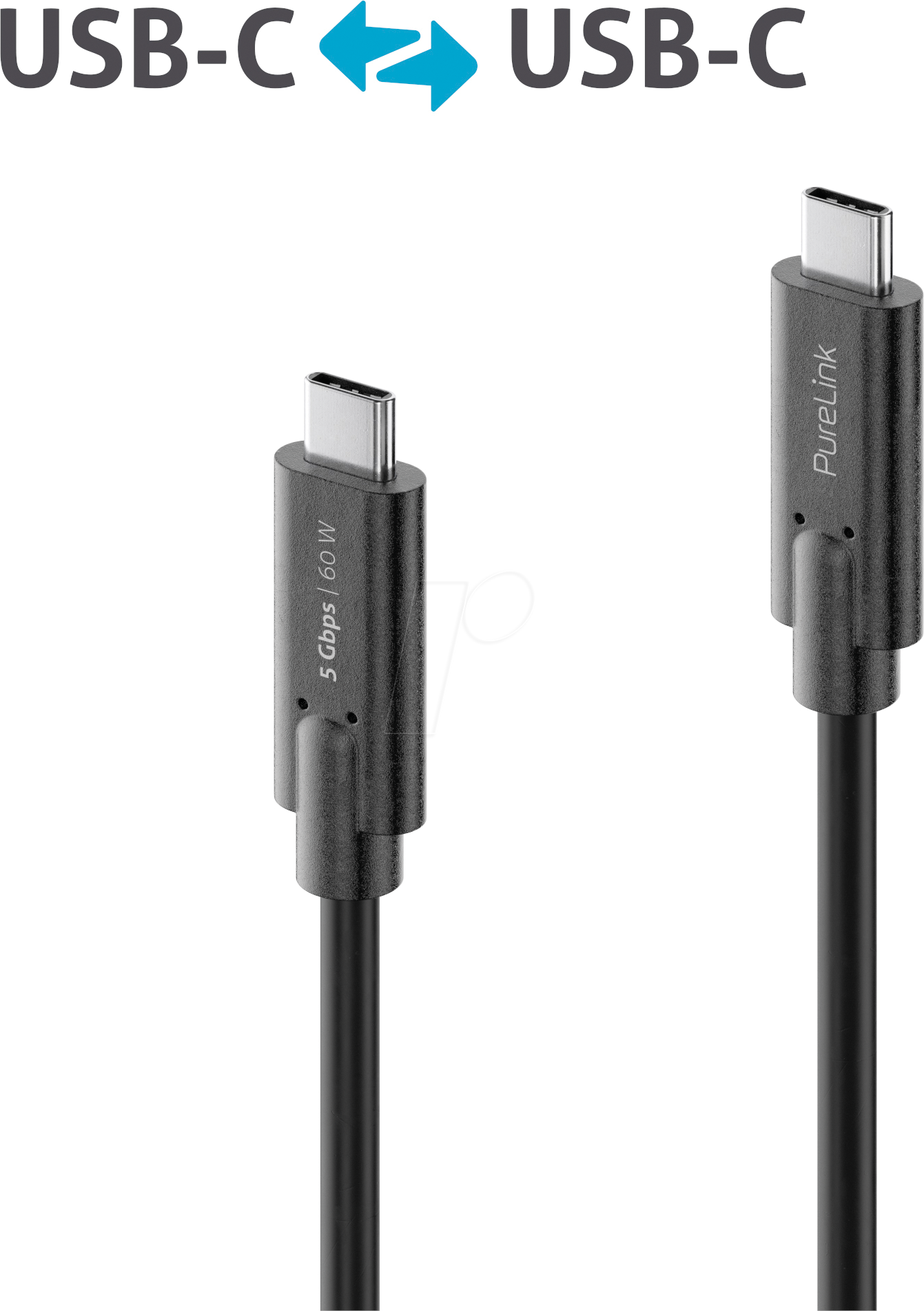 PURE IS2501-005 - USB 5 Gb/s Kabel, iSerie, C Stecker auf C Stecker, schwarz, 0,5