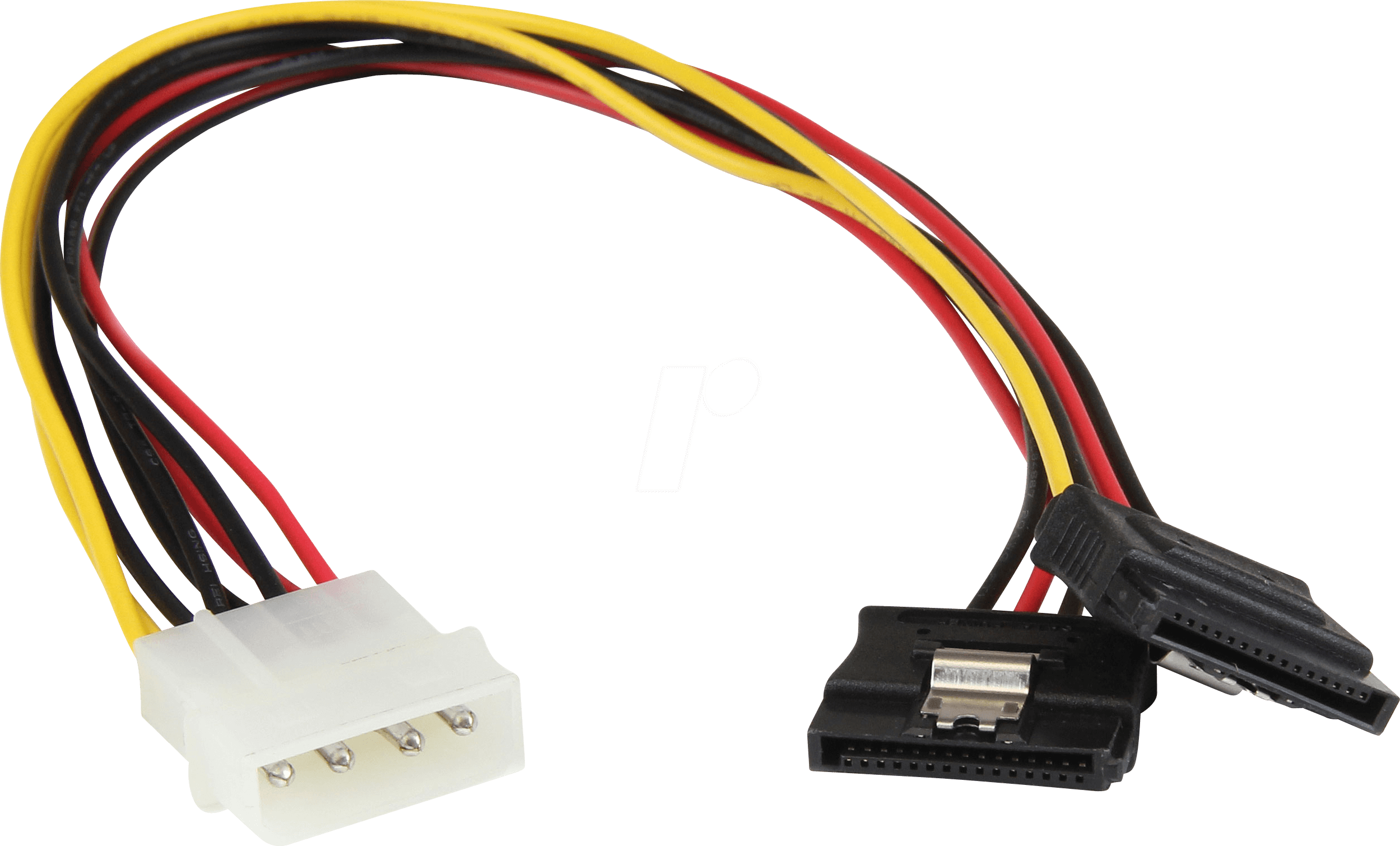 ST PYO2LP4LSATA - LP4 auf 2x 15-pin SATA, 30 cm, schwarz/rot/gelb