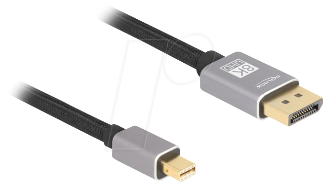 DELOCK 81093 - Mini DP zu DP Kabel, 8K 60 Hz, grau, ohne Einrastfunktion, 3 m