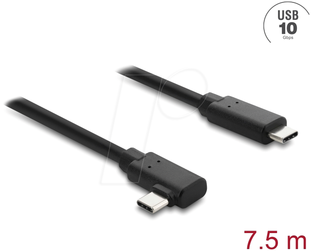 DELOCK 87241 - Aktives USB 10 Gbps Kabel, C-Stecker, gewinkelt, 7,50 m