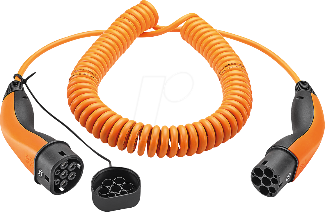 LAPP 61799 - Typ 2 Kabel, Spiral, 11 kW, 20 A, 3-Phase, 5 m, orange