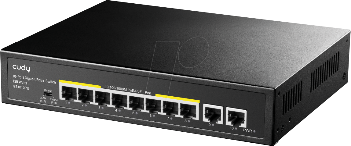 CUDY GS1010PE - Switch, 10-Port, Gigabit Ethernet, PoE+