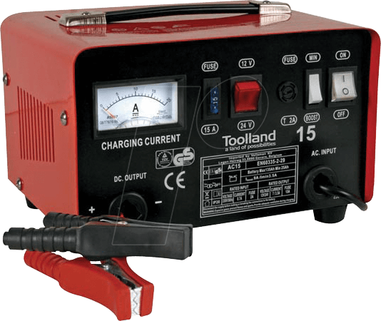 VEL AC15 - Ladegerät für Blei-Säure-Akkus, 12 / 24 V, 9A