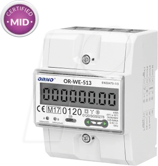 ORNO OR-WE-513 - 3-Phasen-Stromzähler, 80A, MID, 4,5 TE