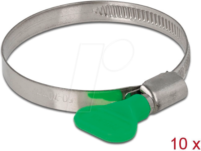 DELOCK 19453 - Schlauchschellen mit Flügelmutter, 50 - 70 mm, 10 Stück