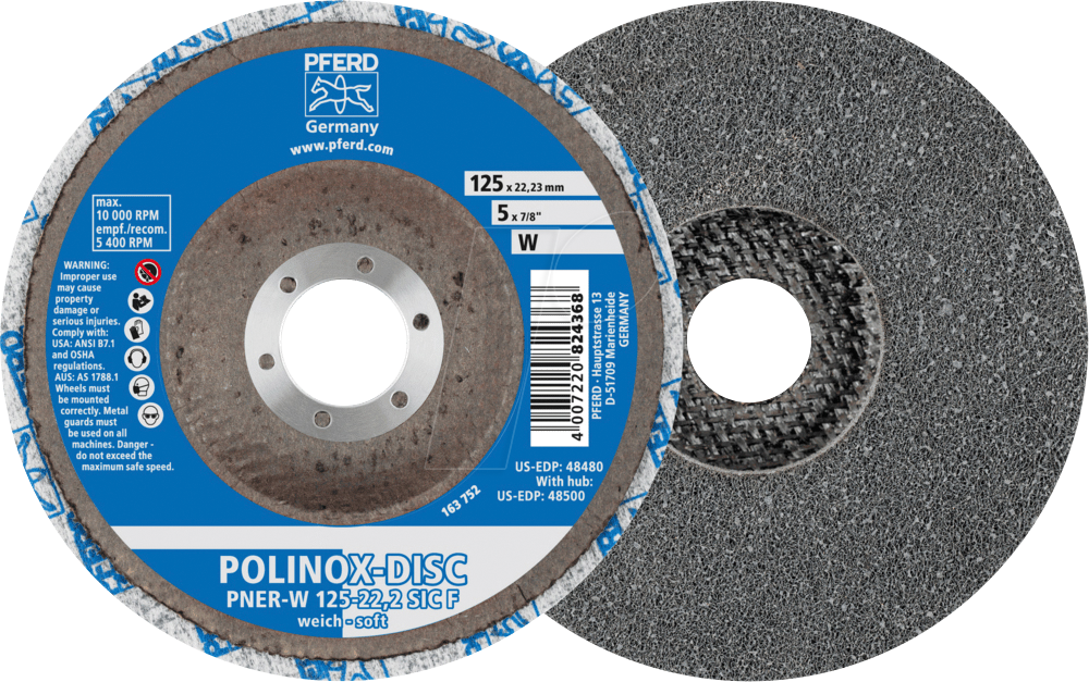 PFERD 44690733 - POLINOX verpresste Vlies-Disc PNER Ø 125 mm Bohrung-Ø 22,23 mm