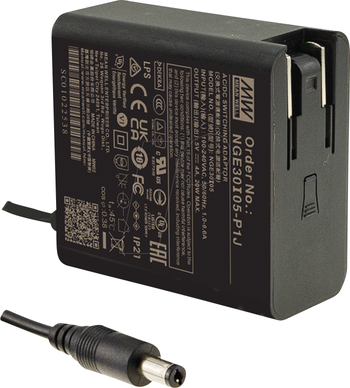 Thumbnail - MW NGE30I48-P1J - Steckernetzteil, 30 W, 48 V, 0,63 A, für Wechseladapter, medical
