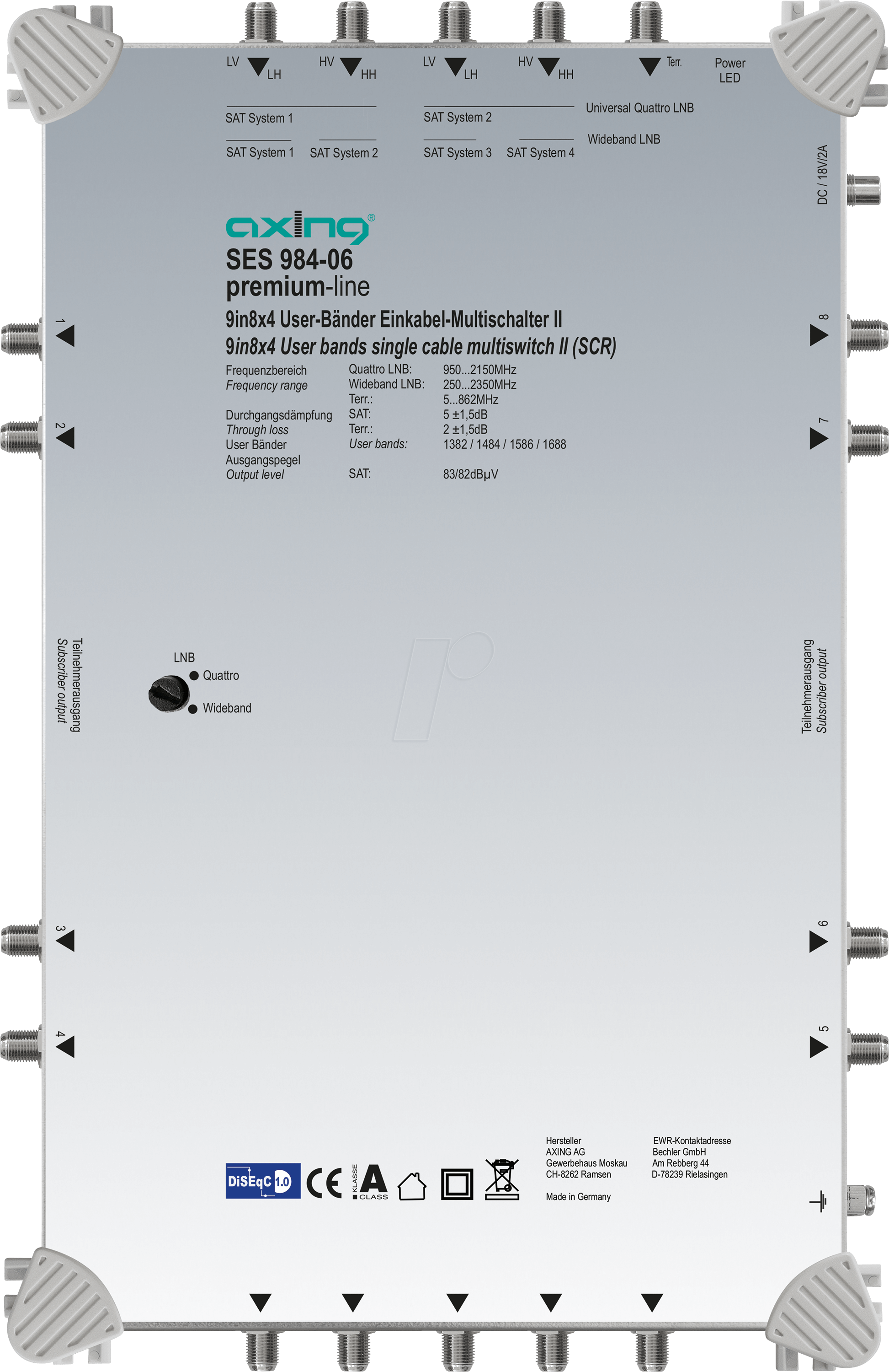 SES 984-06 - Einkabel-Multischalter II | 9 in 8 × 4