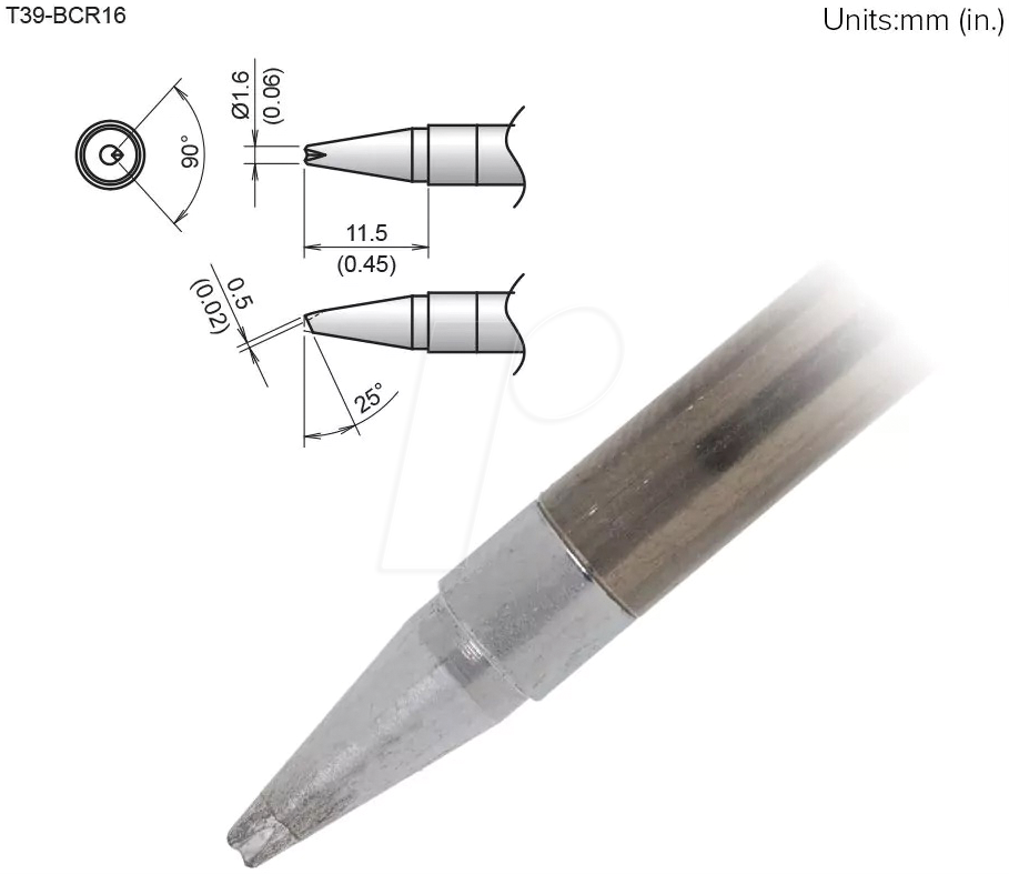 HAK T39-BCR16 - Aktiv-Lötspitze T39-BCR16, 1,6 mm, rille
