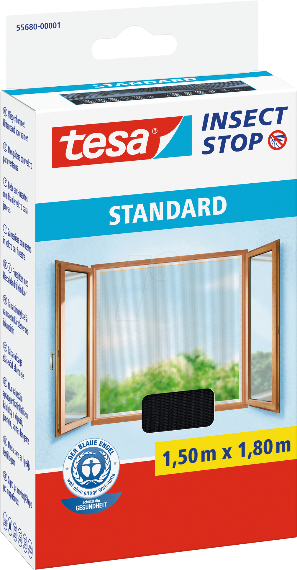 TESA 55680 AN - tesa® Insect Stop, Fenster, 1,50 m x 1,80 m, anthrazit