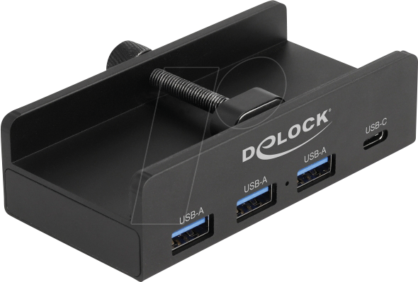DELOCK 64284 - USB 3.0 Hub, 4 Port, USB-A zu 1x C, 3x A, Befestigung