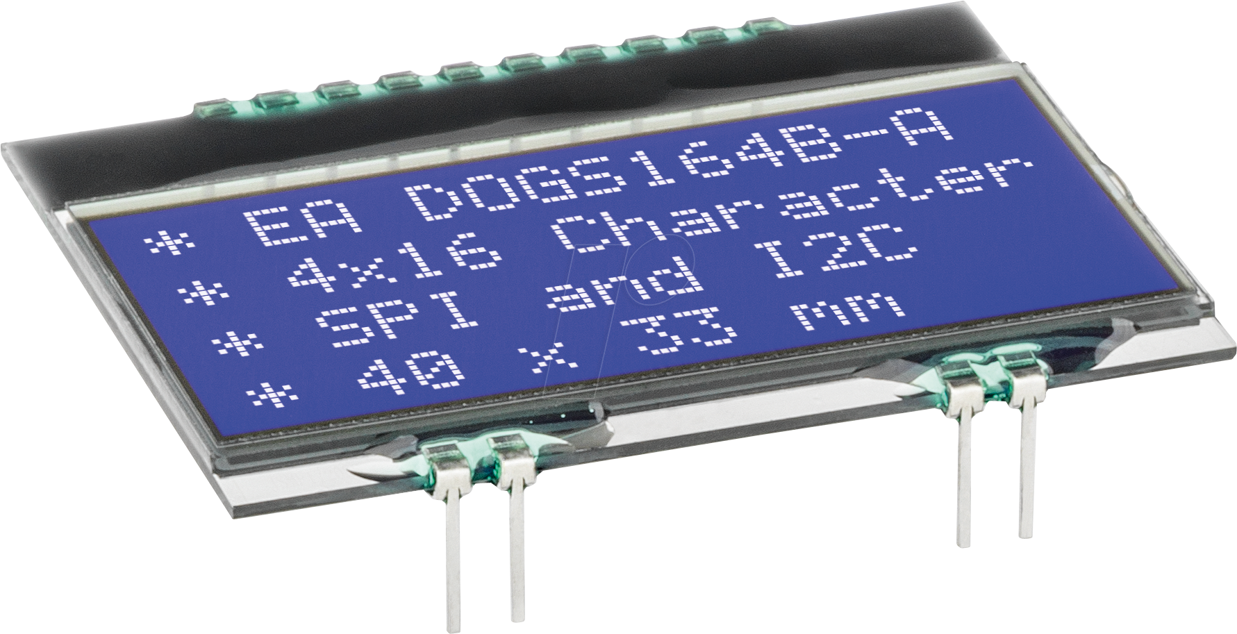 EA DOGS164B-A - LCD-DOG-Textmodul, 4x16 Zeichen, H 3,2mm, 40x33 mm, blau