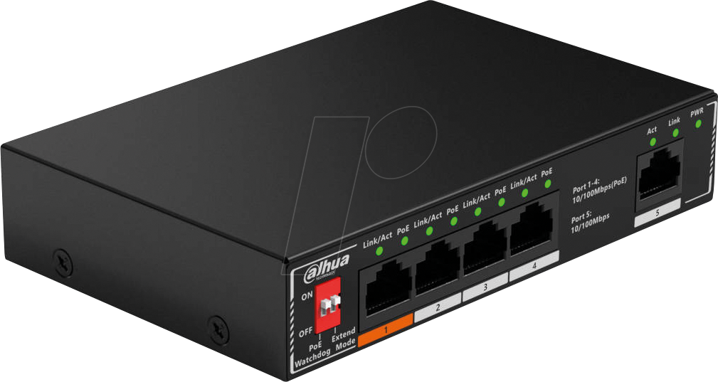 DH SF1005P - Switch, 5-Port, Fast Ethernet, PoE+