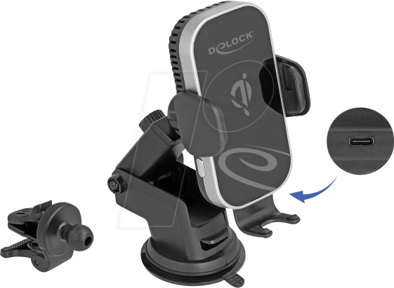 DELOCK 66939 - KFZ - Smartphone Halterung mit Ladefunktion und Kühlung, 15 W