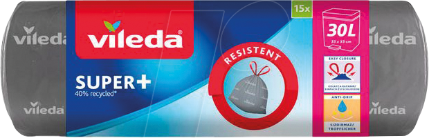 VILEDA 45008 - VILEDA Müllbeutel, Super+ 15 Stk, 30 Liter