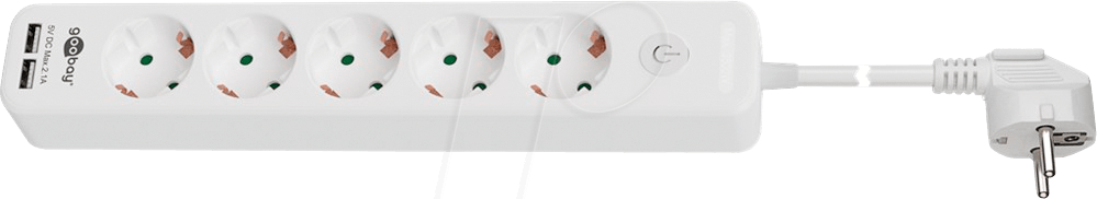 GB 41265 - Tischsteckdose, 5-fach, Typ F, 2x USB, weiß