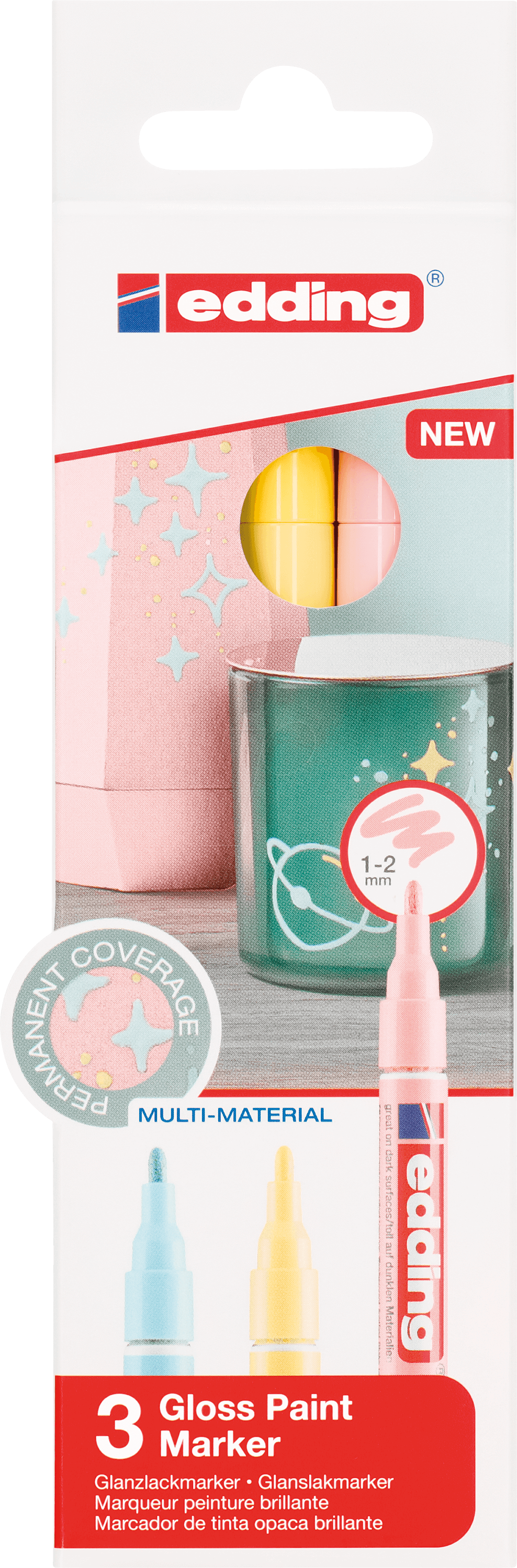 EDDING 751-3-099 - Glanzlackmarker Set, pastell sortiert 3er Pack