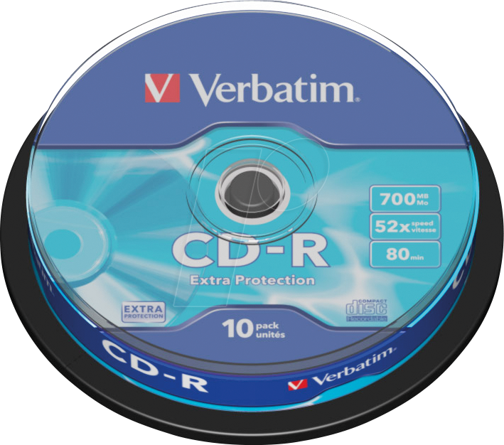 VERBATIM 43437 - CD-R, Extra Protection, 700 MB, 52x, 10er Pack Spindel