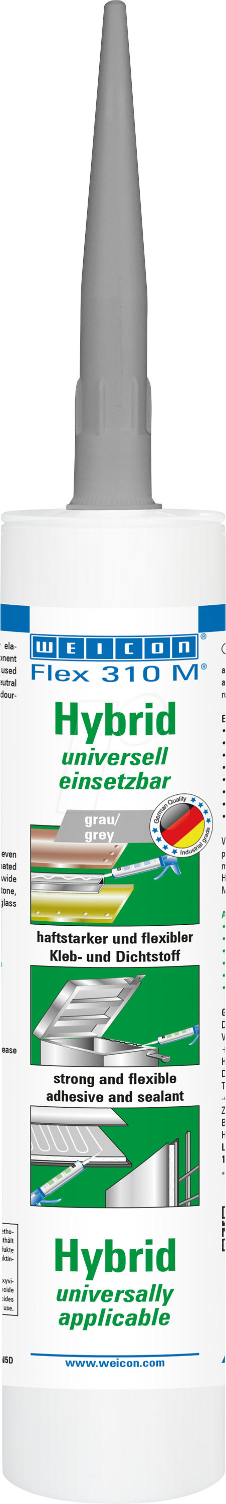 WEICON 10067875 - 1-K Kleb- und Dichtstoff auf SMP-Basis, 310 ml, grau