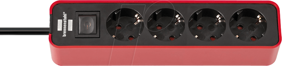 BRE 1153240070 - Steckdosenleiste, 4-fach, Typ F, 1,5 m, rot, mit Schalter
