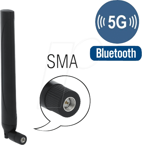 DELOCK 12633 - Antenne 5G LTE SMA Stecker, omnidirektional, Kippgelenk