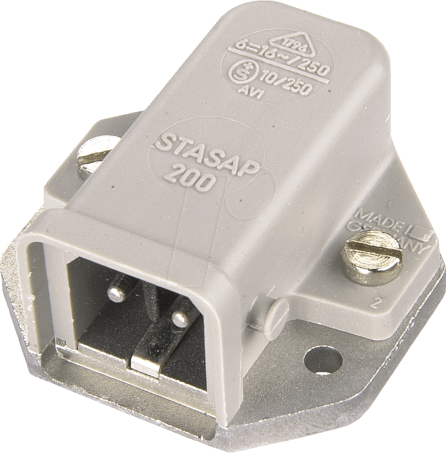 STASAP 3 N - Anbaustecker ST-Serie, 3 polig, mit ebener Grundplatte