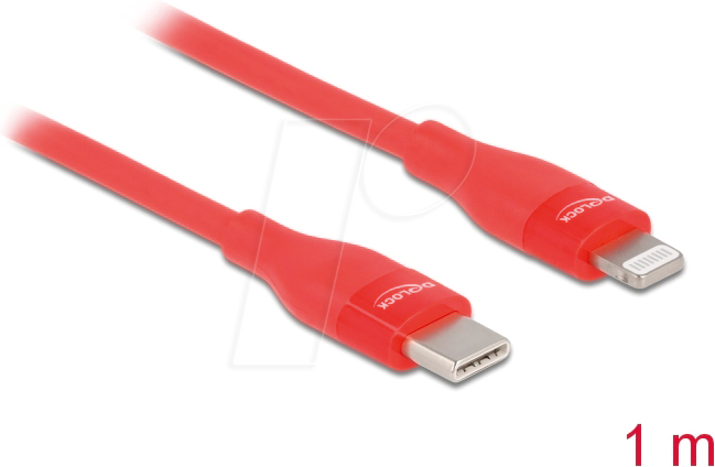 DELOCK 86634 - Sync- & Ladekabel, USB-C -> Lightning�™ Stecker, Mfi, 1 m, rot