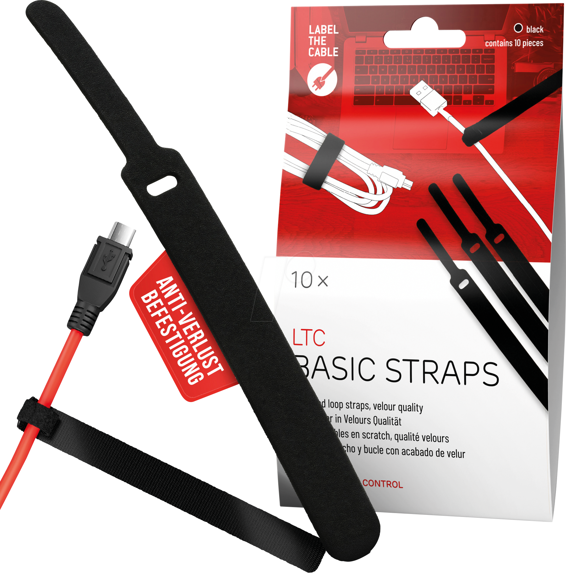 LTC 1110 PRO - BASIC STRAPS - Klett-Kabelbinder, mit Fixierschlaufe