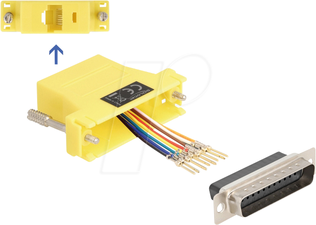 DELOCK 67116 - Adapter D-Sub 25 Pin St. > RJ45 Bu. Montagesatz, gelb