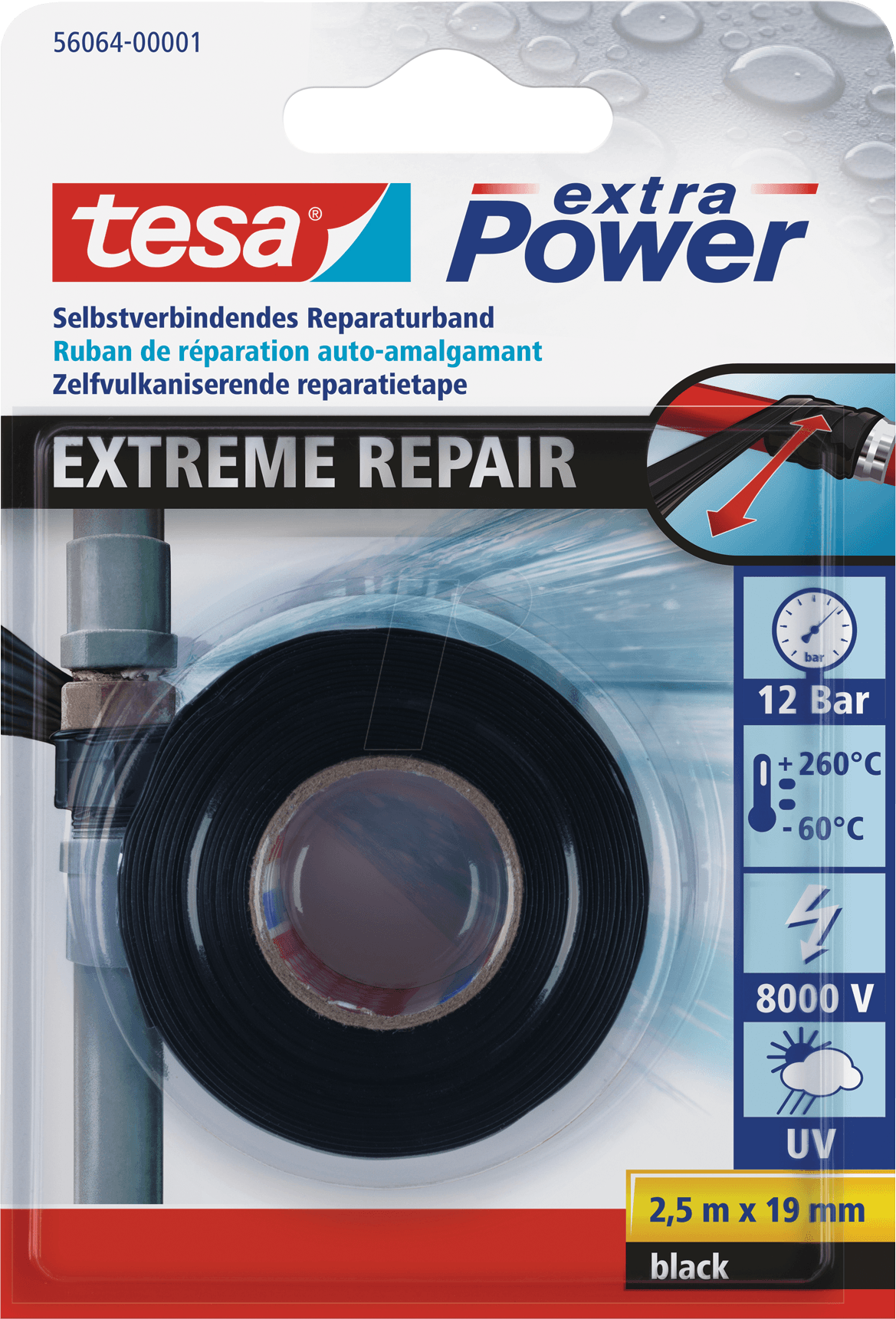 TESA 56064 SW - tesa® extra Power Extreme Repair Reparaturband, schwarz