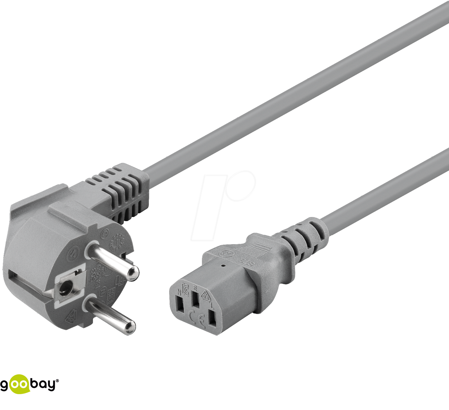 GOOBAY 50076 - Abgewinkeltes Kaltgeräte-Anschlusskabel, 2 m, Grau