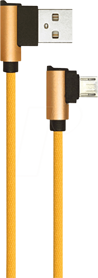 VT-5361 G - Sync- & Ladekabel, USB A -> Micro, 1,0m, gew., Stoff, gold