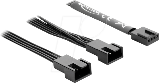DELOCK 84543 - 1 PWM Buchse > 2 PWM Stecker Lüfter Splitterkabel, 50,00 cm