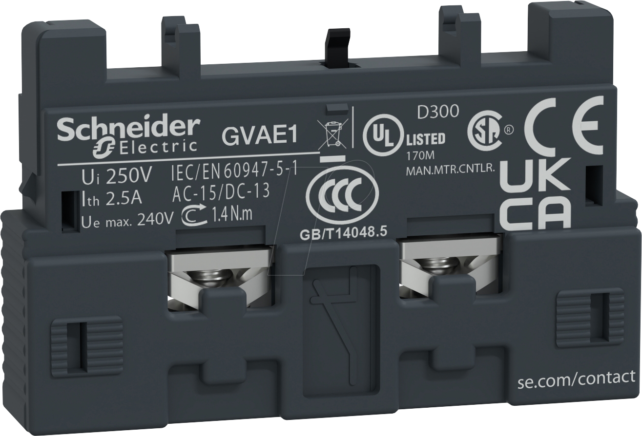 Thumbnail - GVAE1 - Hilfsschalter, TeSys GVAE, 1 NC, 1 NO, front