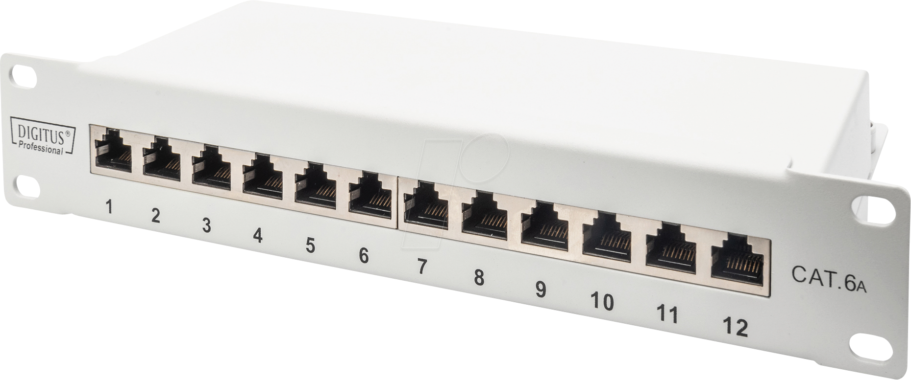 DIGI 91612SEAG - Patchpanel, Cat.6a, 1HE, 12 Port, geschirmt, grau
