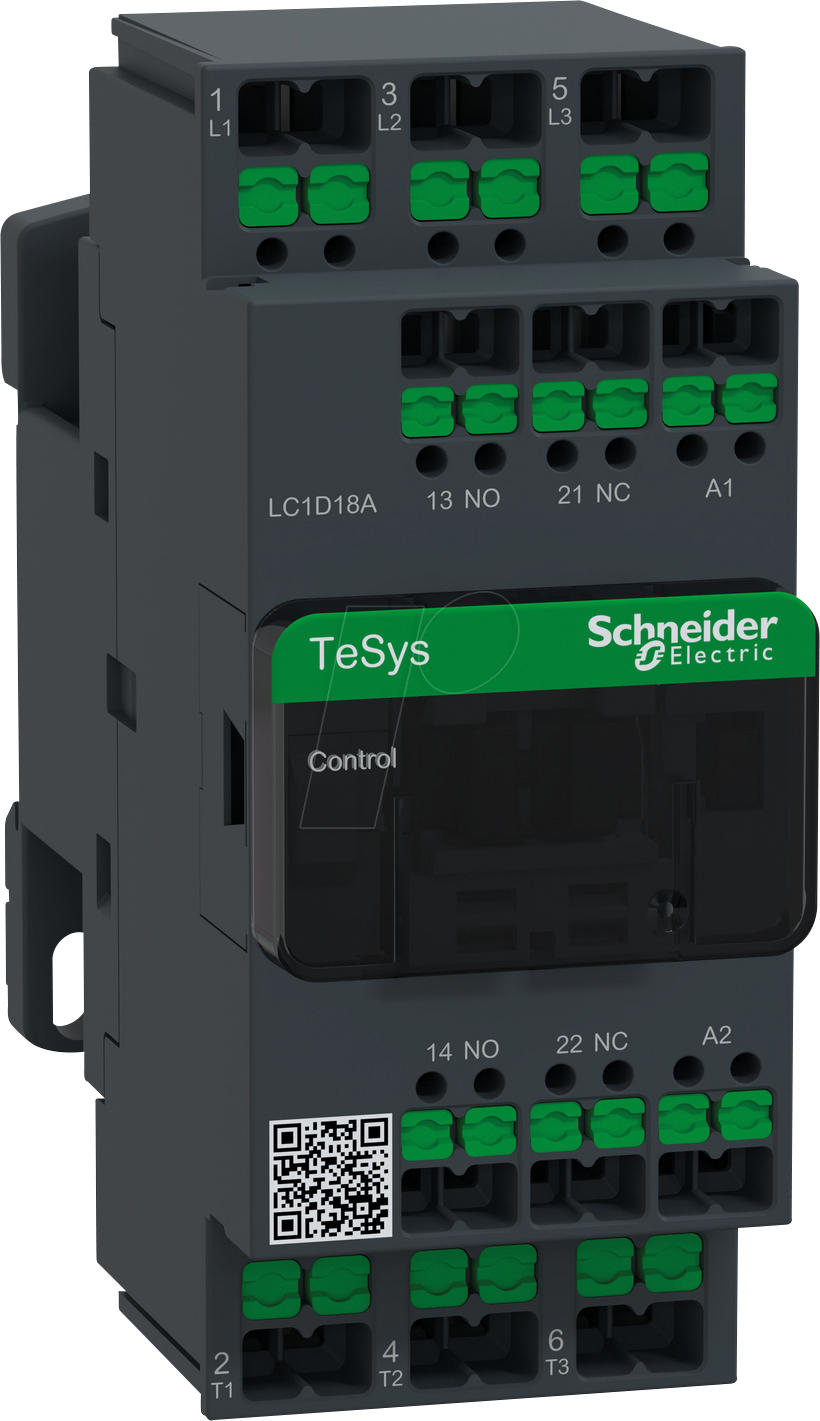 LC1D18AP7 - Leistungsschütz LC1D, 7,5kW, 18A, 400V AC3, 230V AC, Snap-In