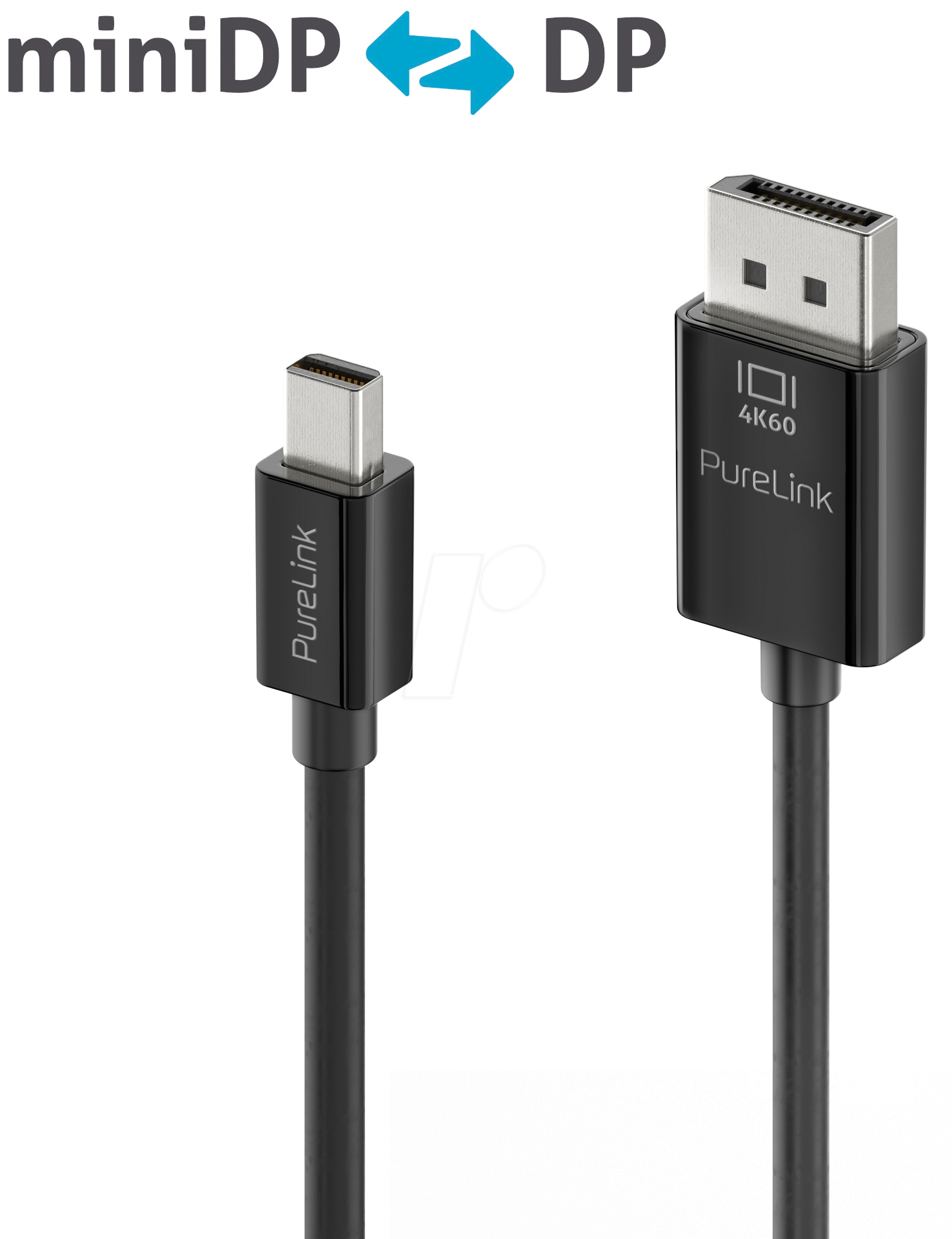 PURE IS2121-030 - Mini DisplayPort auf DisplayPort Kabel , 4K 60Hz, schwarz, 3 m