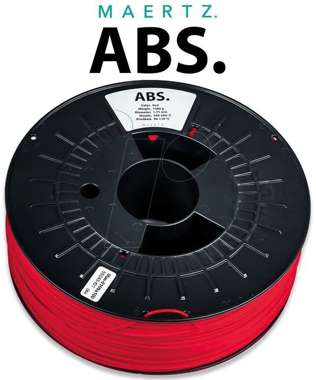 PMMA-1010-004 - Filament, ABS Rot 1,75 mm, 1 kg