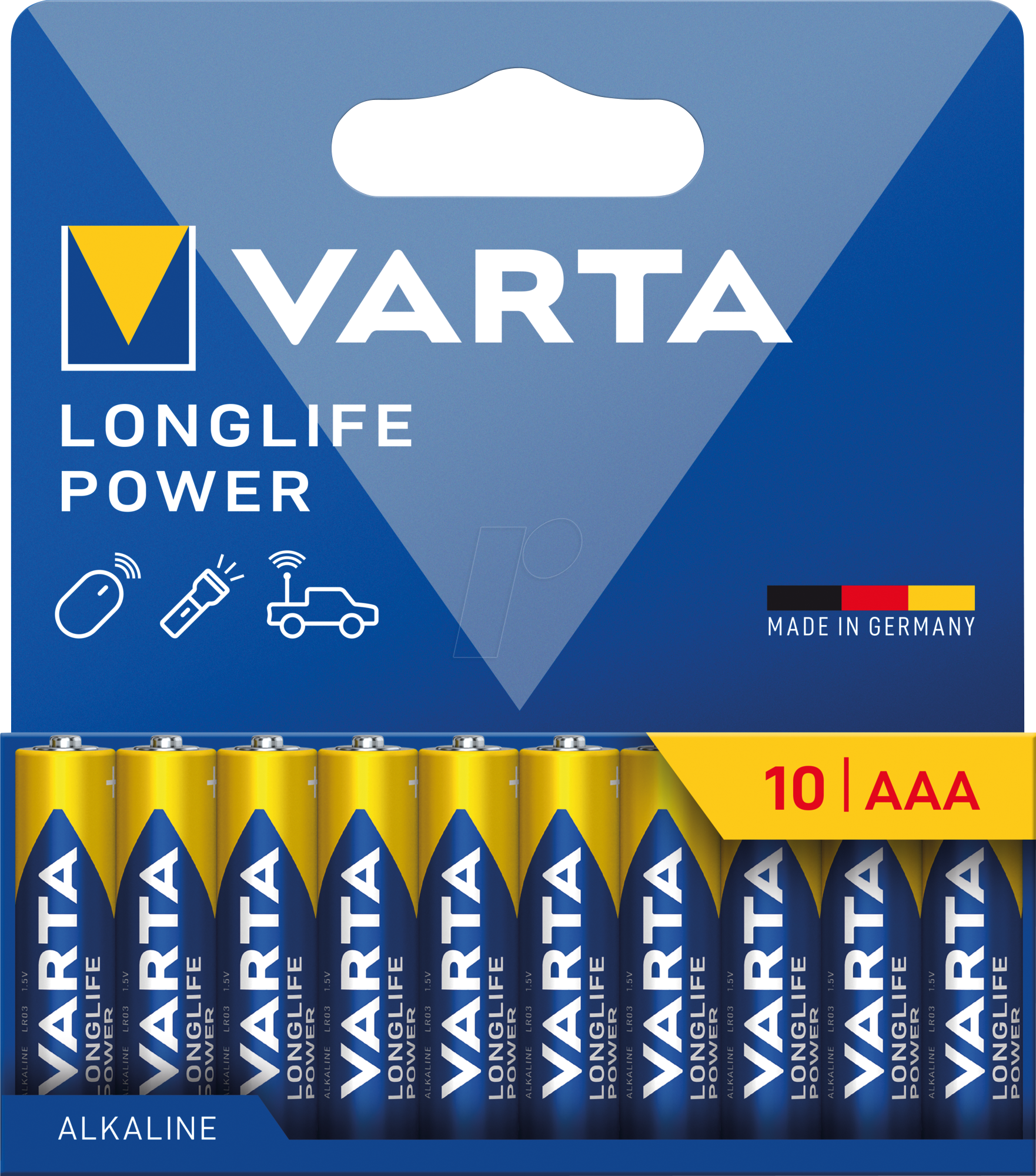 VARTA AL AAA 10X - Alkaline Batterie Longlife Power, AAA (Micro), 10er-Pack