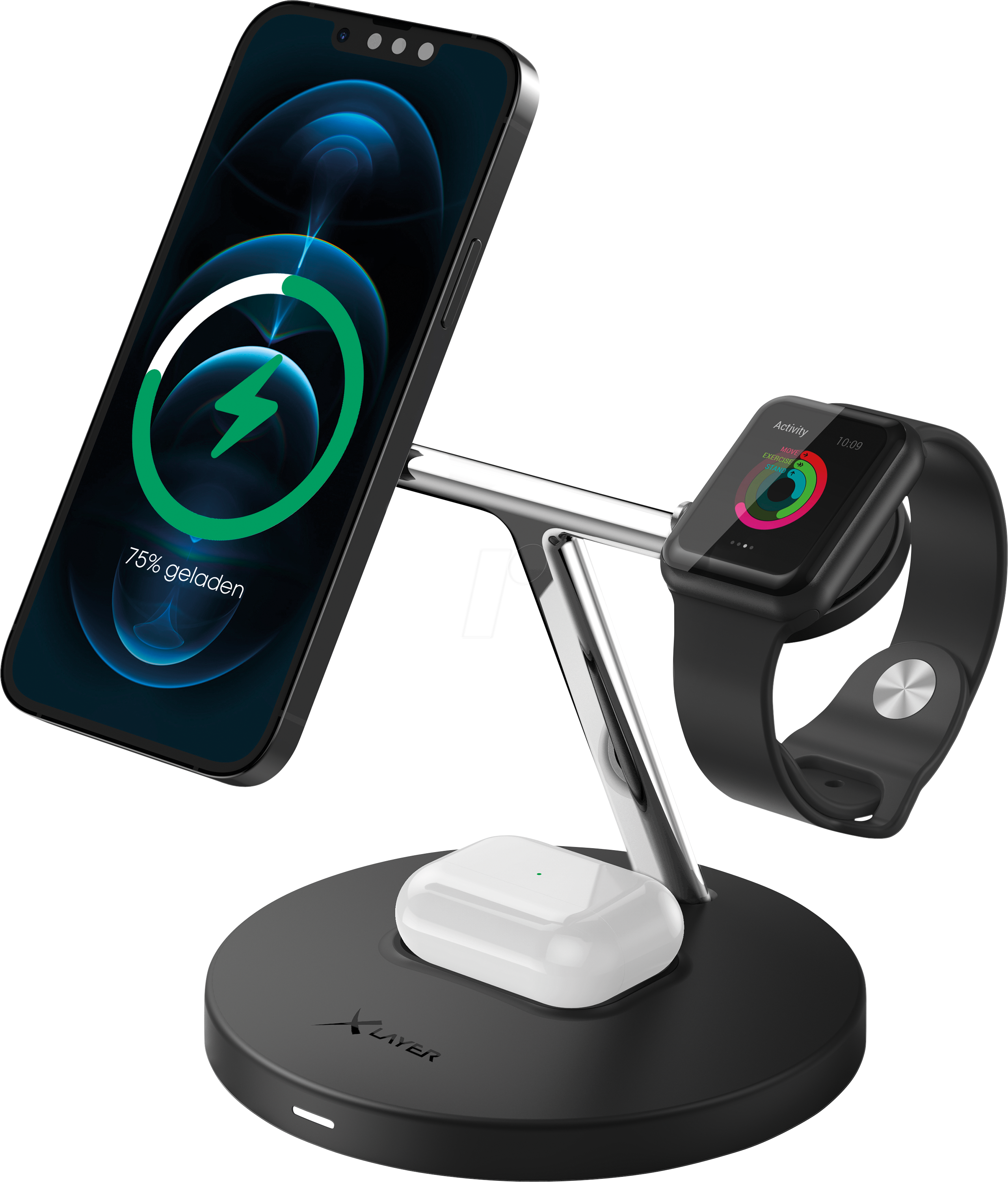 XLAYER 219374 - Qi-Ladegerät, für iPhone/ Apple Watch, schwarz